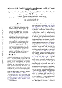 PaDeLLM-NER: Parallel Decoding in Large Language Models for Named Entity
  Recognition