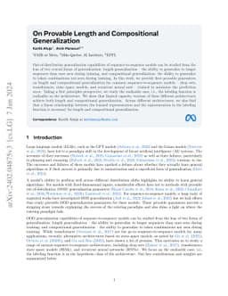 On Provable Length and Compositional Generalization