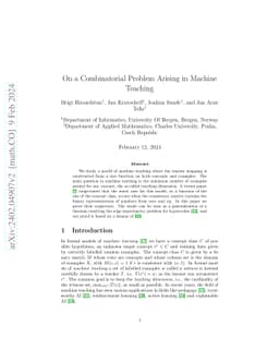 On a Combinatorial Problem Arising in Machine Teaching