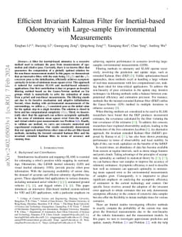 Efficient Invariant Kalman Filter for Inertial-based Odometry with
  Large-sample Environmental Measurements
