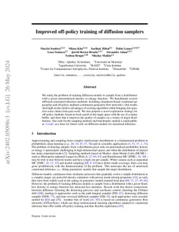 Improved off-policy training of diffusion samplers