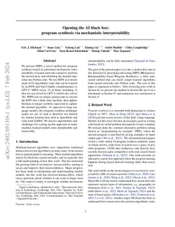 Opening the AI black box: program synthesis via mechanistic
  interpretability
