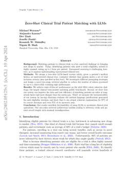 Zero-Shot Clinical Trial Patient Matching with LLMs