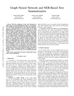 Graph Neural Network and NER-Based Text Summarization
