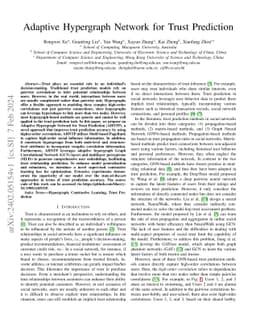 Adaptive Hypergraph Network for Trust Prediction