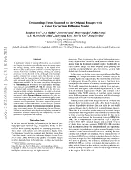 Descanning: From Scanned to the Original Images with a Color Correction
  Diffusion Model