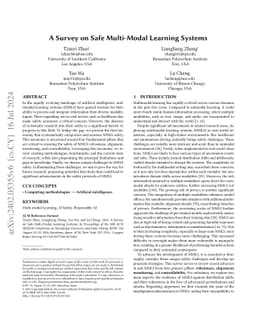 A Survey on Safe Multi-Modal Learning System
