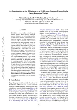 An Examination on the Effectiveness of Divide-and-Conquer Prompting in
  Large Language Models