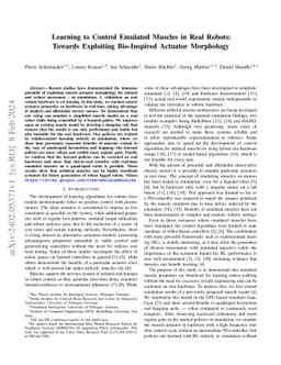Learning to Control Emulated Muscles in Real Robots: Towards Exploiting
  Bio-Inspired Actuator Morphology