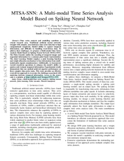 MTSA-SNN: A Multi-modal Time Series Analysis Model Based on Spiking
  Neural Network