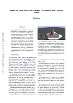 Improving Agent Interactions in Virtual Environments with Language
  Models