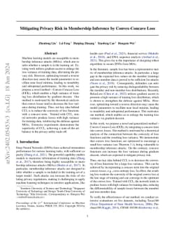 Mitigating Privacy Risk in Membership Inference by Convex-Concave Loss