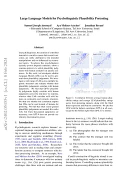 Large Language Models for Psycholinguistic Plausibility Pretesting