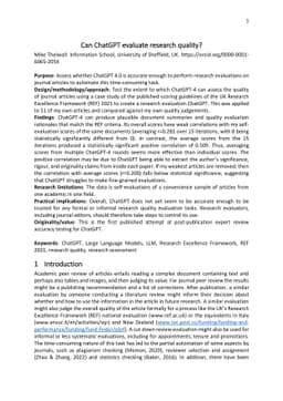 Can ChatGPT evaluate research quality?