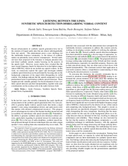 Listening Between the Lines: Synthetic Speech Detection Disregarding
  Verbal Content