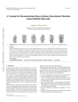 A Concept for Reconstructing Stucco Statues from historic Sketches using
  synthetic Data only