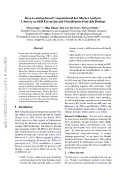 Deep Learning-based Computational Job Market Analysis: A Survey on Skill
  Extraction and Classification from Job Postings