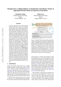 Merging Facts, Crafting Fallacies: Evaluating the Contradictory Nature
  of Aggregated Factual Claims in Long-Form Generations
