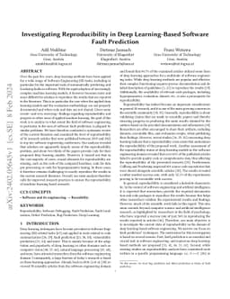 Investigating Reproducibility in Deep Learning-Based Software Fault
  Prediction