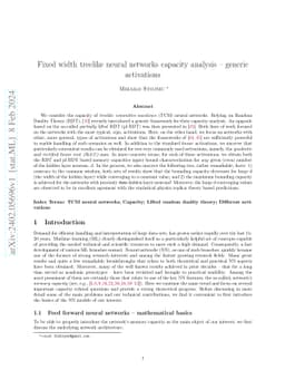Fixed width treelike neural networks capacity analysis -- generic
  activations