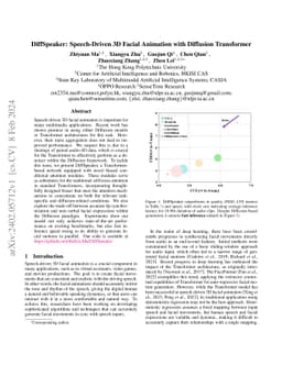 DiffSpeaker: Speech-Driven 3D Facial Animation with Diffusion
  Transformer