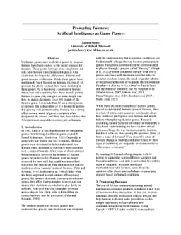 Prompting Fairness: Artificial Intelligence as Game Players