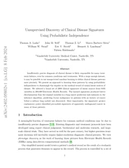 Unsupervised Discovery of Clinical Disease Signatures Using
  Probabilistic Independence