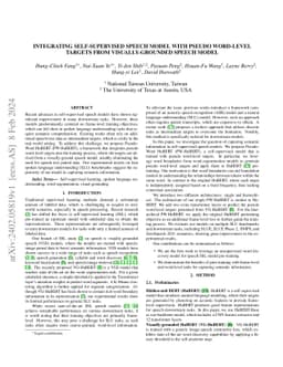 Integrating Self-supervised Speech Model with Pseudo Word-level Targets
  from Visually-grounded Speech Model