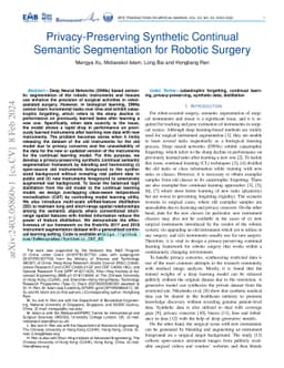 Privacy-Preserving Synthetic Continual Semantic Segmentation for Robotic
  Surgery