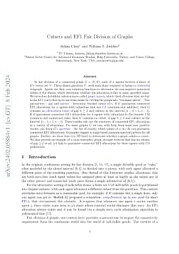 Cutsets and EF1 Fair Division of Graphs