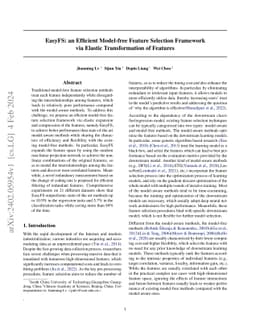 EasyFS: an Efficient Model-free Feature Selection Framework via Elastic
  Transformation of Features
