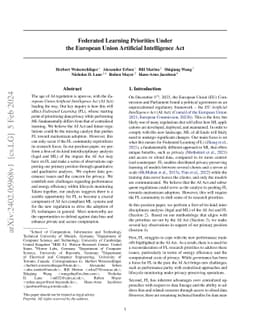 Federated Learning Priorities Under the European Union Artificial
  Intelligence Act