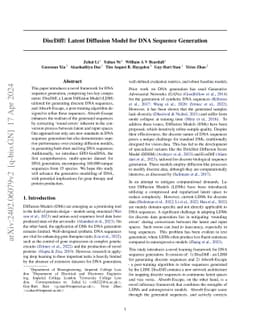 DiscDiff: Latent Diffusion Model for DNA Sequence Generation