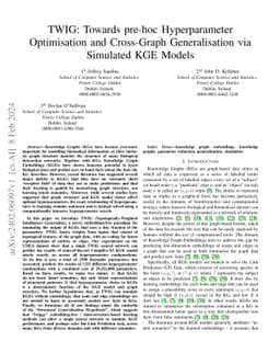 TWIG: Towards pre-hoc Hyperparameter Optimisation and Cross-Graph
  Generalisation via Simulated KGE Models