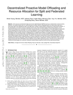 Decentralized Proactive Model Offloading and Resource Allocation for
  Split and Federated Learning