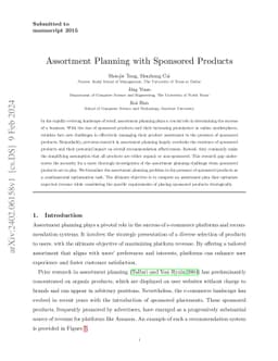 Assortment Planning with Sponsored Products