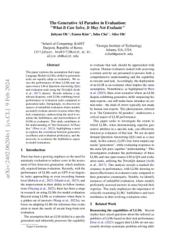 The Generative AI Paradox on Evaluation: What It Can Solve, It May Not
  Evaluate