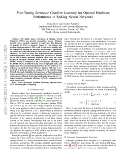 Fine-Tuning Surrogate Gradient Learning for Optimal Hardware Performance
  in Spiking Neural Networks