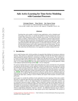Safe Active Learning for Time-Series Modeling with Gaussian Processes
