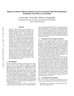 Human Aesthetic Preference-Based Large Text-to-Image Model
  Personalization: Kandinsky Generation as an Example