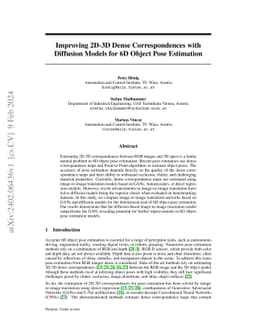 Improving 2D-3D Dense Correspondences with Diffusion Models for 6D
  Object Pose Estimation