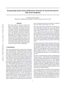 Incorporating Taylor Series and Recursive Structure in Neural Networks
  for Time Series Prediction
