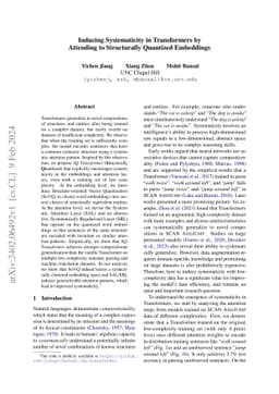 Inducing Systematicity in Transformers by Attending to Structurally
  Quantized Embeddings