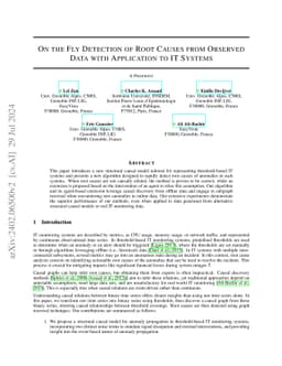 On the Fly Detection of Root Causes from Observed Data with Application
  to IT Systems