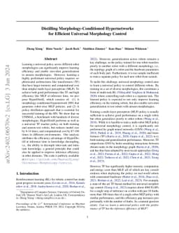 Distilling Morphology-Conditioned Hypernetworks for Efficient Universal
  Morphology Control
