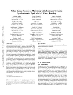 Value-based Resource Matching with Fairness Criteria: Application to
  Agricultural Water Trading