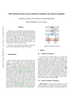 Self-consistent context aware conformer transducer for speech
  recognition