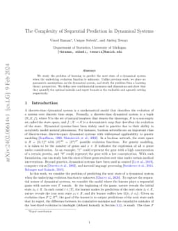 The Complexity of Sequential Prediction in Dynamical Systems