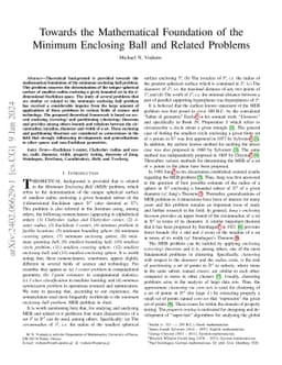 Towards the mathematical foundation of the minimum enclosing ball and
  related problems