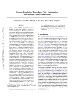 Entropy-Regularized Token-Level Policy Optimization for Language Agent
  Reinforcement